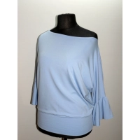 Bluzeczka typu kimono z marszczonym rękawem - błękitna